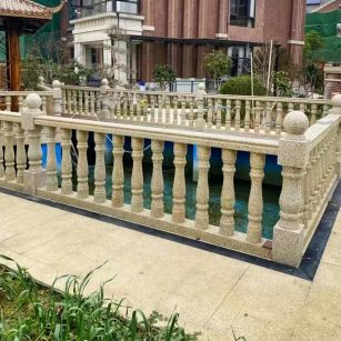 梧州黄金麻花岗岩石材栏杆，扶手，将军柱，花瓶柱