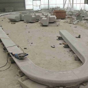 梧州 芝麻白花岗岩弧形花坛石，坐凳石