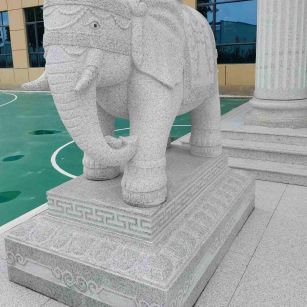 梧州 白麻花岗岩动物异形石雕-大象