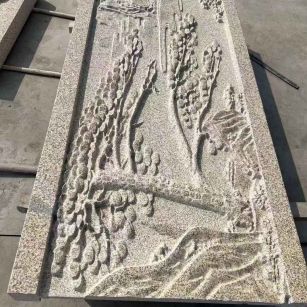 梧州 黄金麻雕刻板浮雕迎客松