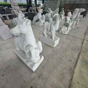 梧州 芝麻白花岗岩造型立体雕刻——十二生肖