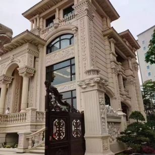 梧州 黄金麻花岗岩别墅外墙干挂效果展示