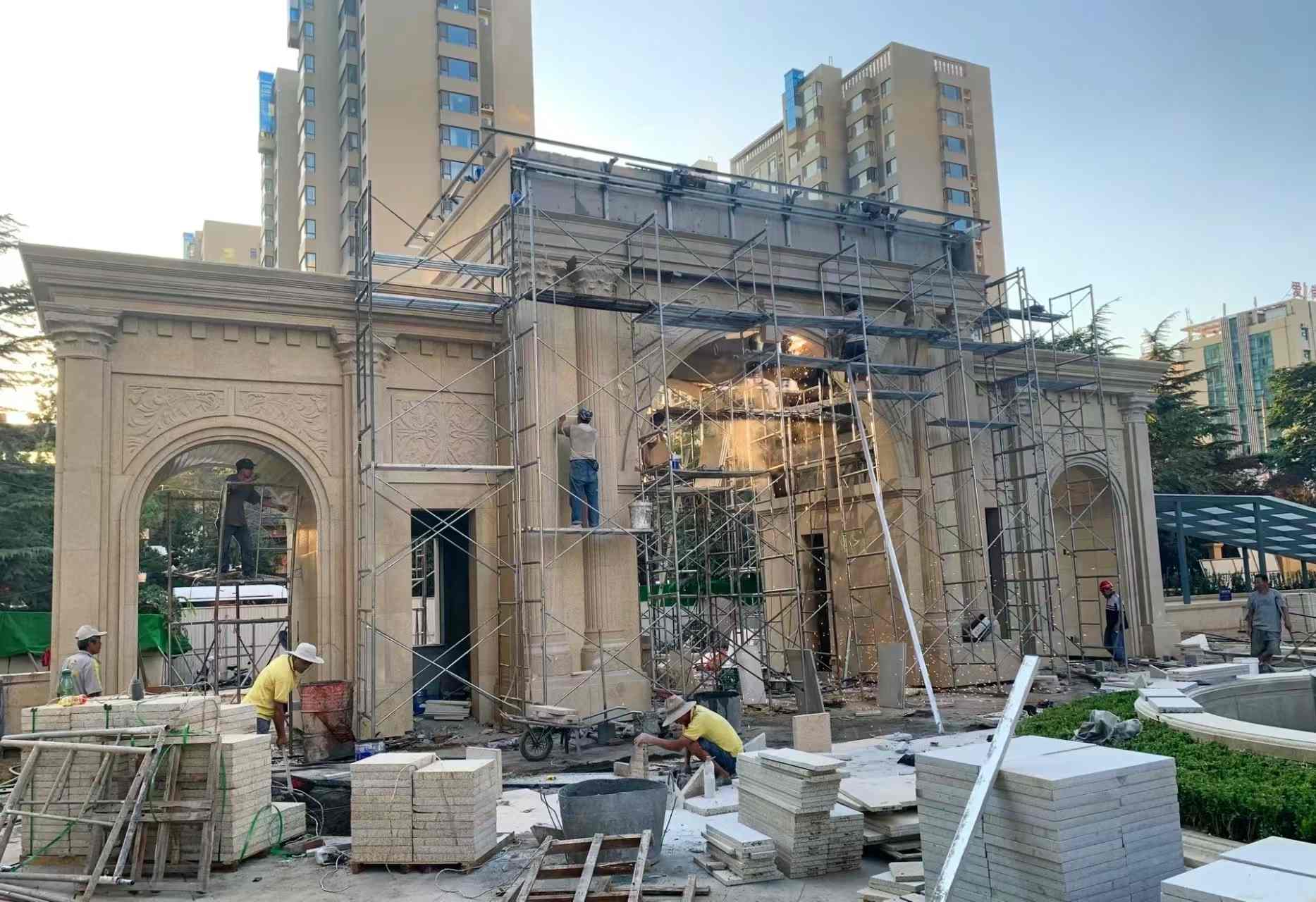 梧州 黄金麻荔枝面花岗岩小区门楼外墙干挂