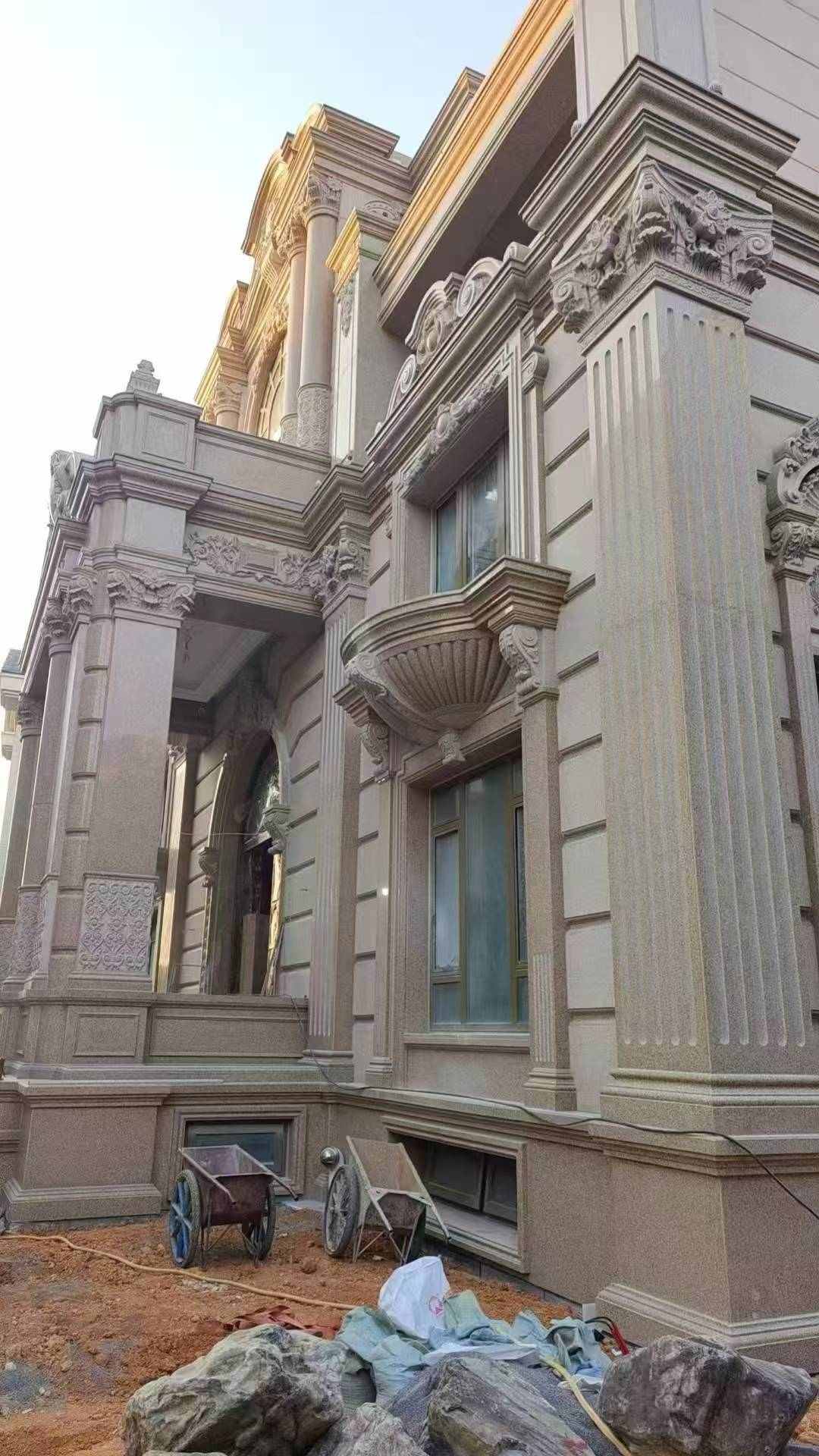 梧州 黄金麻花岗岩光面别墅外墙干挂施工完成